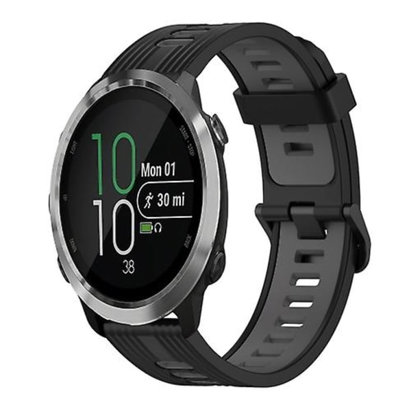 Til Garmin Forerunner 645 Music 20 mm lodret mønster tofarvet silikone urbånd Black-Grey