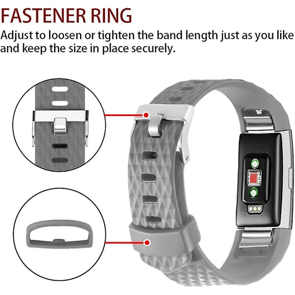 Udskiftningsbånd, der er kompatible med Fitbit Charge 2, Classic & Special Edition justerbare sportsarmbånd grey Large