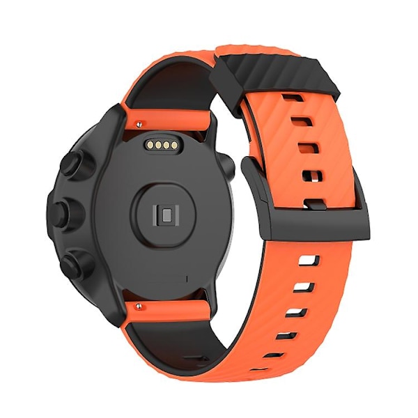 Til Suunto 7 24 mm tofarvet silikone urrem Orange Black