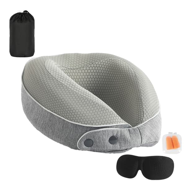 U-formad Resekudde i Memory Foam med Avtagbart örngott (grå)