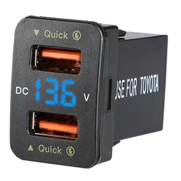 36w Rask Bil Lader Qc3.0 Dobbel Usb Rask Lader Med Blå Spenning Vanntett Mobiltelefon Lader