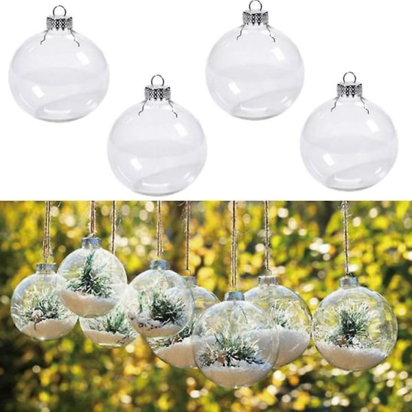 36 stk Klar plast Ball Baubles Sphere Fyllbar Juletre Ornament Xmas 72pcs