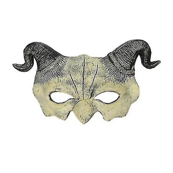 Demon Mask Halloween Maskerad Skum Mask Läskig Halv Ansikts Horn Djävul Mask WHITE