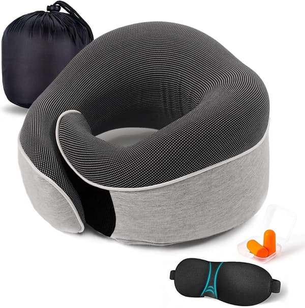 Justerbar U-formad Resekudde i Memory Foam grå