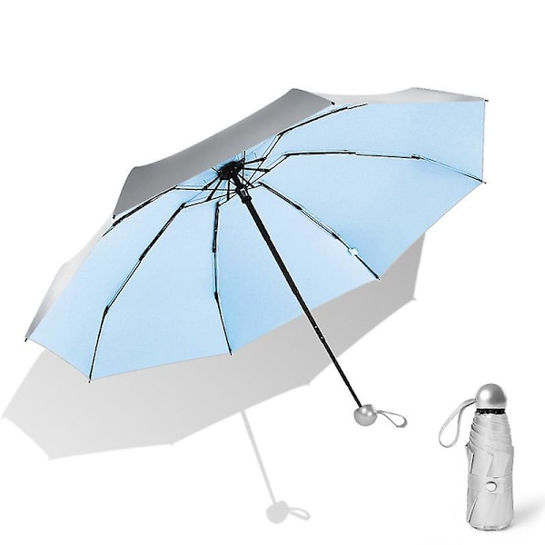 Solcreme Solskærm Paraply Kvinde Mini Paraply Lomme Beskyttelse Sammenfoldelig Ultraviolet Beskyttelse Parasol Blue