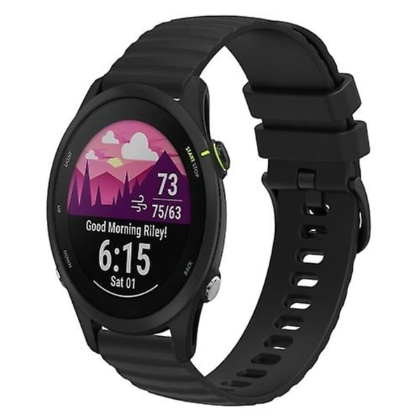 Garmin Forerunner 255s Music 18mm aaltoileva pisteviiva yksivärinen silikonikellon watch Black