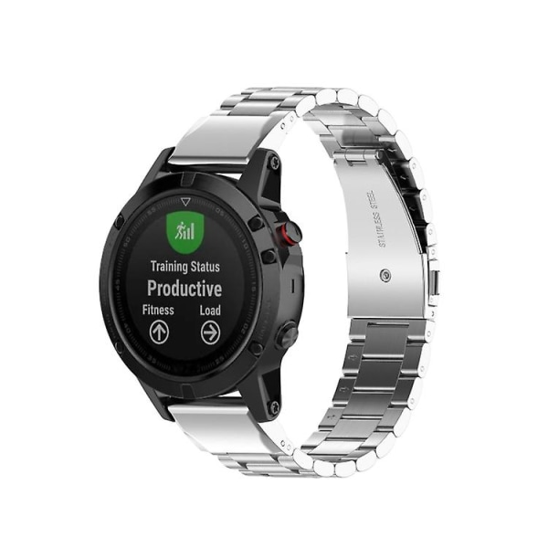 Til Garmin Fenix5/forerunner935/garmin Approach S60 3-perler rustfrit stål Metal Quick Release Urrem silver