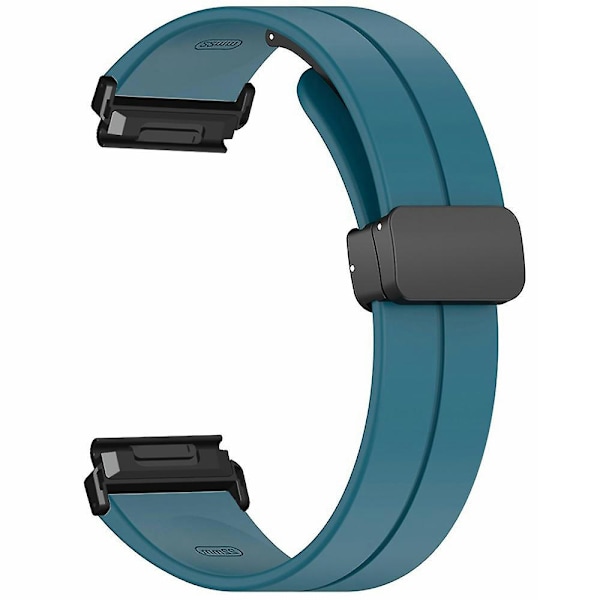 For Garmin Fenix 7 / 6 / 5 22mm håndleddsrem Fleksibel silikonklokke med magnetisk spenne Cyan