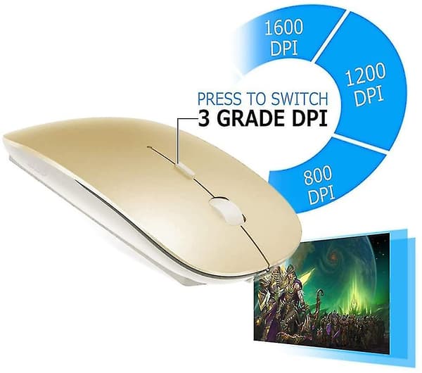 Trådløs Bluetooth-mus til Macbook Pro/macbook Air/ipad/laptop/imac/pc Gold