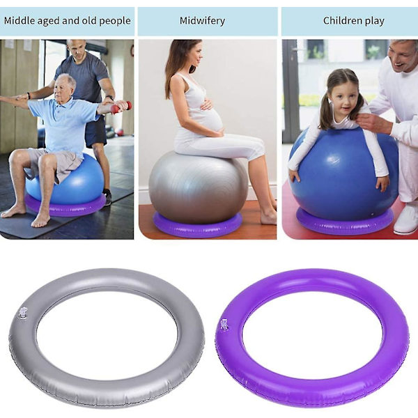 Yogabollbas Fixerad Ring, Rund Pvc Anti Slip Tjockad Stabil Yogaboll Fitness Balansbas, Pilates Fixerad Ring, Ljusgrå