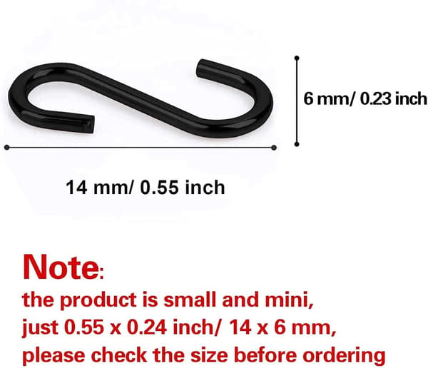 200 stk. 1,4 cm Mini S-kroker Koblingskrok Black