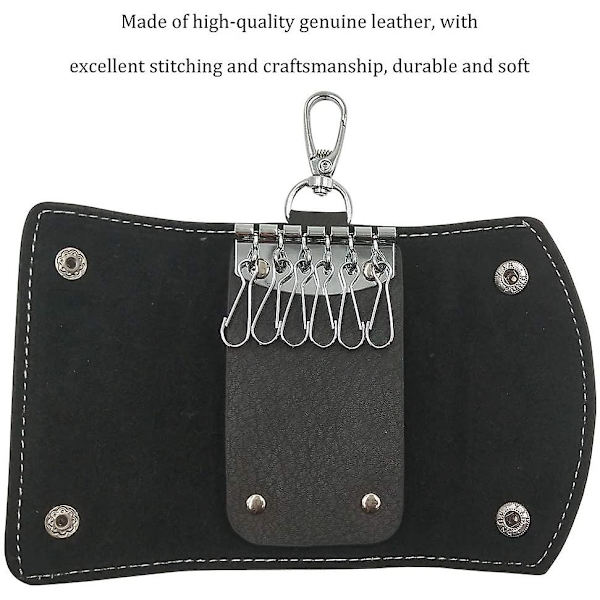 Svart case, lädernyckelhållare Unisex lädernyckelfodral Case Nyckelring