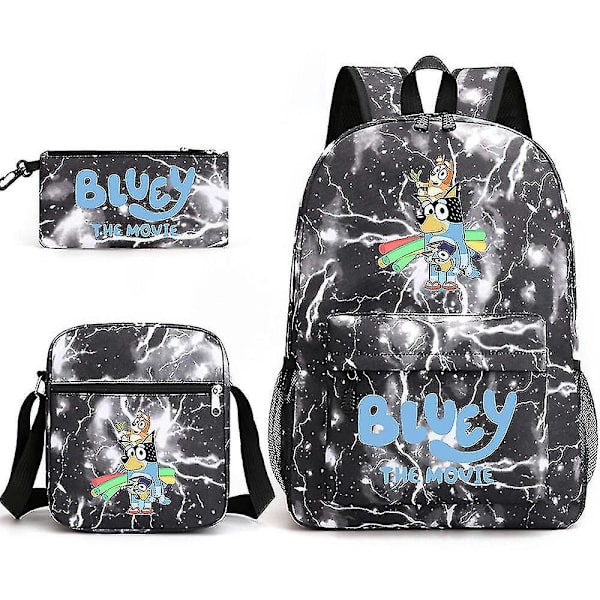 Bluey Tredelad skolväska ryggsäck Lightning Black 1