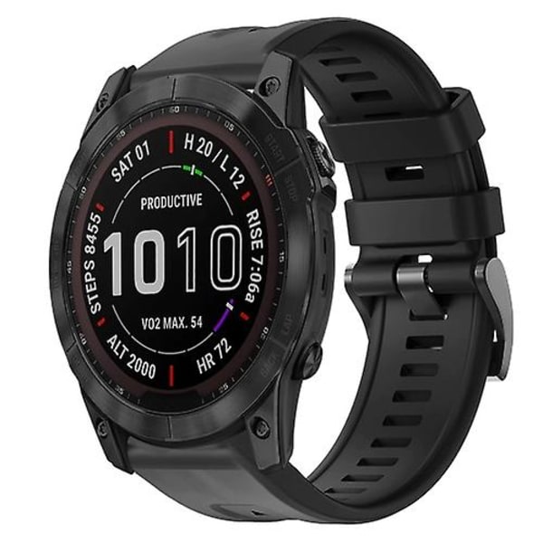Til Garmin Fenix ​​7x metalspænde ensfarvet silikoneurrem Black