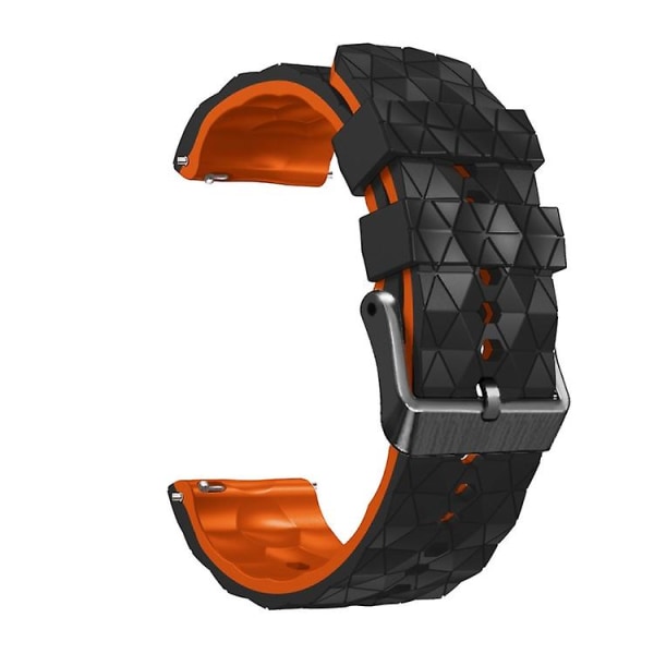 Til Ticwatch Pro 2021 22 mm fodboldmønster tofarvet silikonestrop Black-Orange