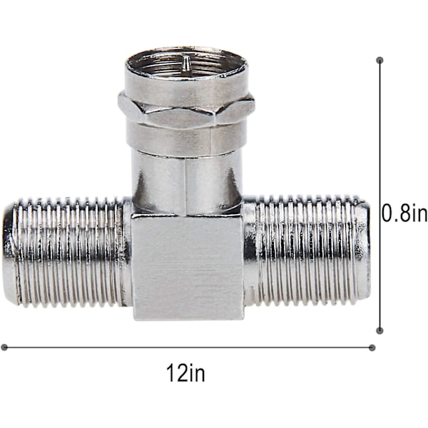 Koaksiaalikaapelin jakaja, TV-jakaja 2 sisään 1 ulos 2-pakkaus F-tyyppi Rg6 uros 2 F-naaras 3-tiekaapelijakaja Koaksiaalinen T-liitinsovitin video-Vcr-antenniin