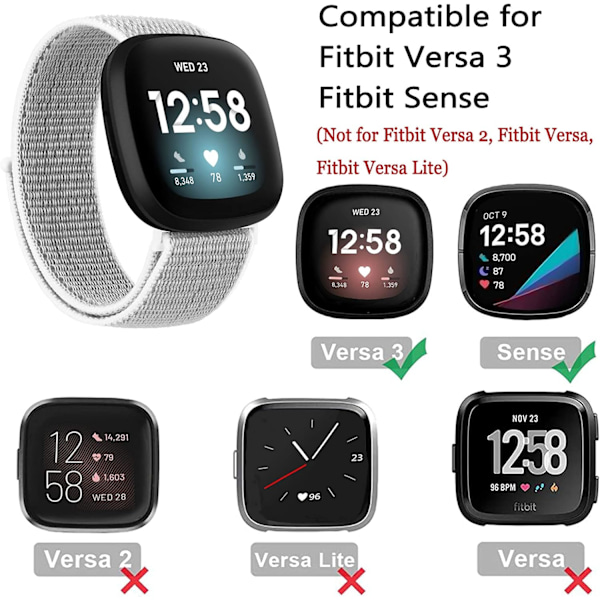 2 hihnaa Fitbit Versa 3:lle - Pehmeät säädettävät rannekkeet