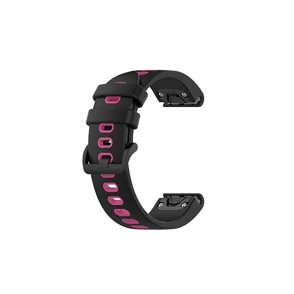 Rem for Garmin Fenix 7S 22Mm Silikon Sports Tofarvet Urrem Sort-Pink