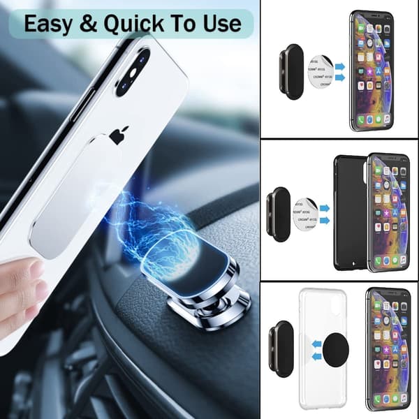 Universal Mobiltelefonhållare Extra Starka Magneter 2 Pack med 4 Metallplattor