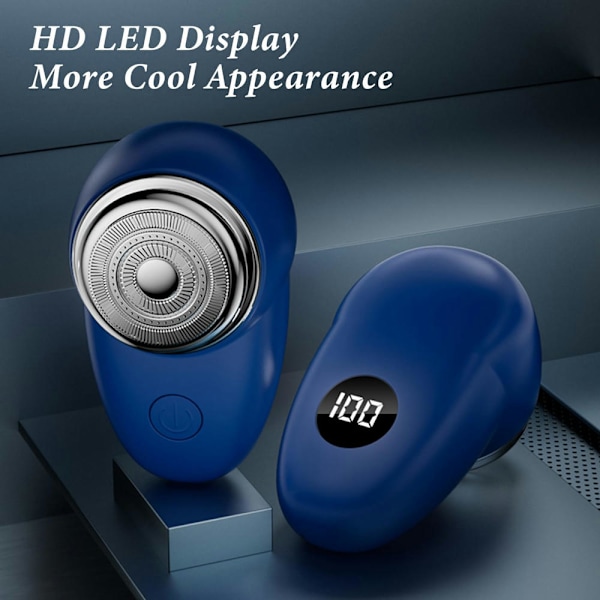 Ammattimainen sähköparranajokone LED-näytöllä, päivitetty kaareva teräverkko, kannettava sähköparranajokone matkustamiseen, USB-ladattava parranajokone Dark Blue