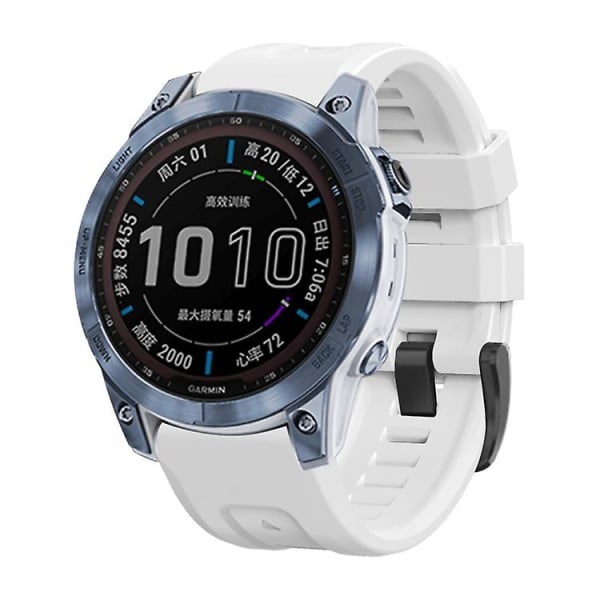 For Garmin Fenix ​​7x / 6x / 5x 26mm svart spenne silikonklokkerem White