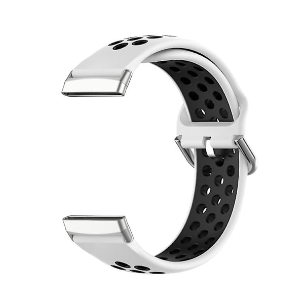 För Fitbit Sense Tvåfärgat perforerat watch som andas White-Black