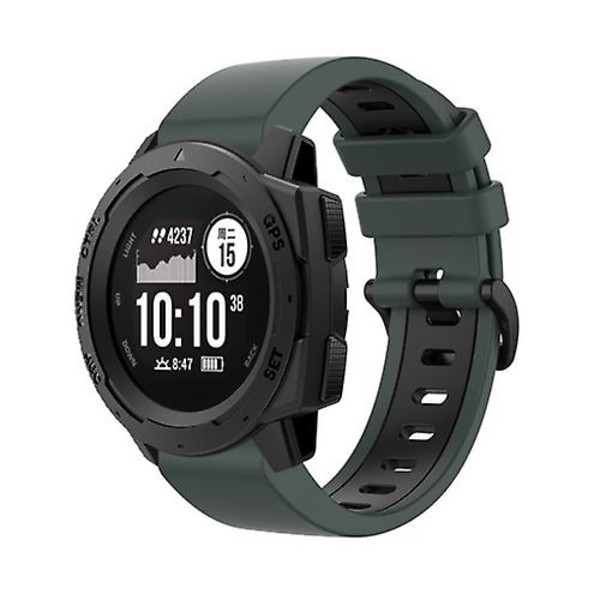 For Garmin Instinct 2s 22 mm silikon sportsklokkerem i to farger Olive Green-Black