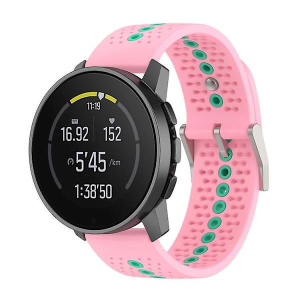 Til Suunto 9 Peak Universal Colorful Hole Silicone Watch Band Pink Mint Green