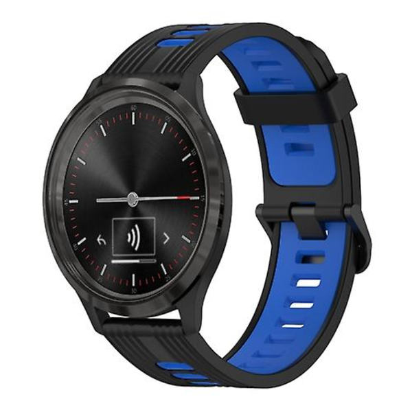 For Garminmove 3 20 mm vertikalt mønster tofarget silikonklokkebånd Black-Blue