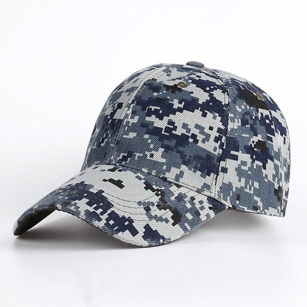 Baseball Camo Cap, Camouflage Fiskeri Jagt Hat Unisex Justerbar Sports Baseball Cap Blue grid