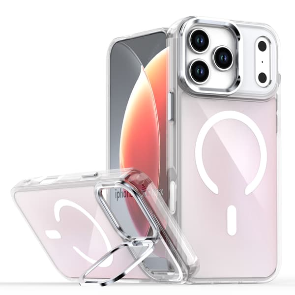 Etui til iPhone 17 Pro Max, gradient beskyttelsesetui med beslag, hvid