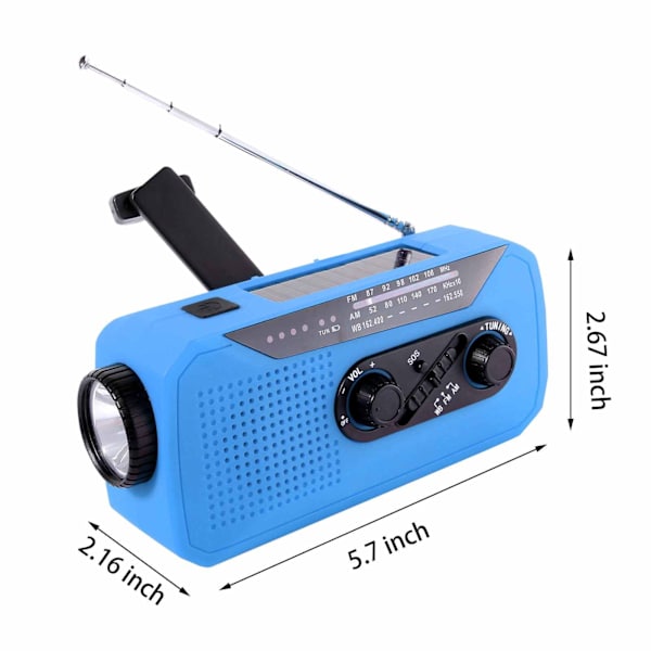 Hätäkampiradio 2000 mAh power AM/FM aurinkoenergialla toimiva radio SOS