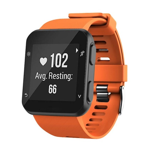 For Garmin Forerunner 35 Black Buckle Silicone Watch Band Orange