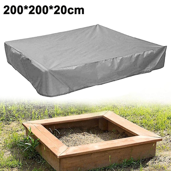 Sandbox Cover, Square Protective Cover For Sand And Toys Away From Dust And Rain, Sandbox Canopy With Drawstring, Sandpit Pool Cover Grey 200x200x20cm