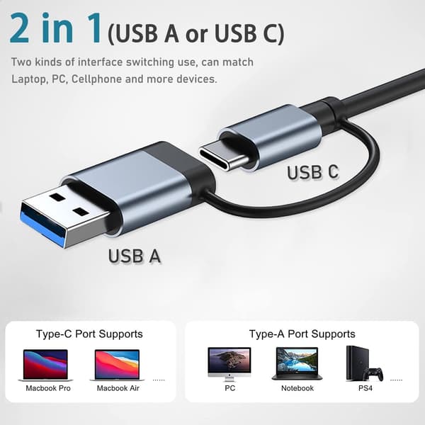 4-i-1 Multi-port USB Hub adapter, Computer docking station distributor til MacBook, Mac Pro
