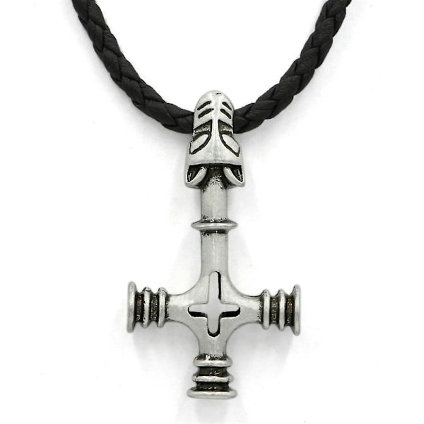 Norse Thorin vasara Olaf Wolf Cross Mjolnir -riipus viikinkityylinen koru miekkojen miesten kaulakoru Talisman musta köysiketju korut