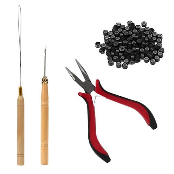4 i 1 sett 500 stk mikroringsett mikroringtang sett Black