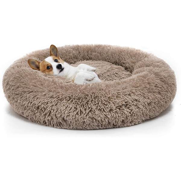 Ortopædisk Hundeseng Komfortabel Donut Cuddler Rund Hundeseng Ultrablød vaskbar Hunde- og Kattepudeseng