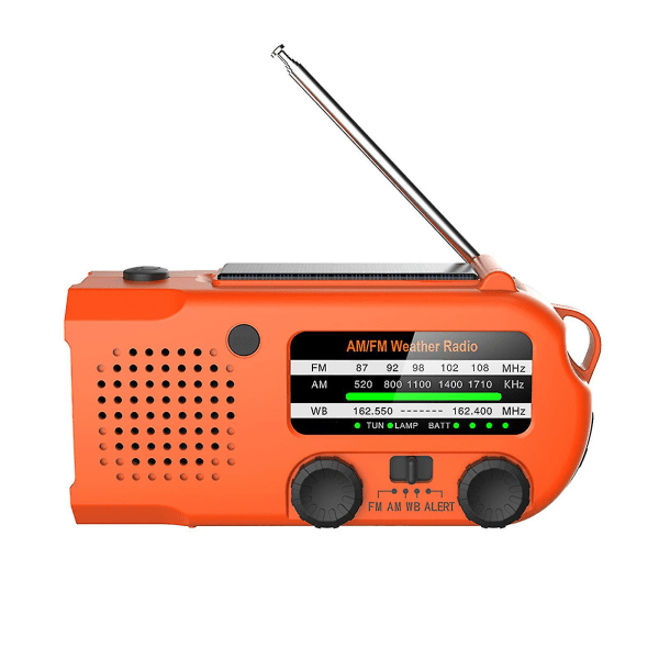 Nødhåndsveiv radio med LED-lommelykt for nødstilfelle, Am/fm Noaa bærbar værradio med 5000 mah Power Bank Telefonlader, Solenergi Fo