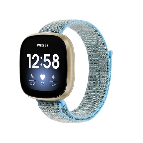 Til Fitbit Versa 3 Nylon Loop Watch Band Lake Blue