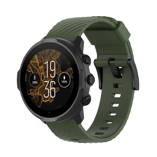 For Suunto 7 24 mm ensfarget silikonklokkerem Army Green