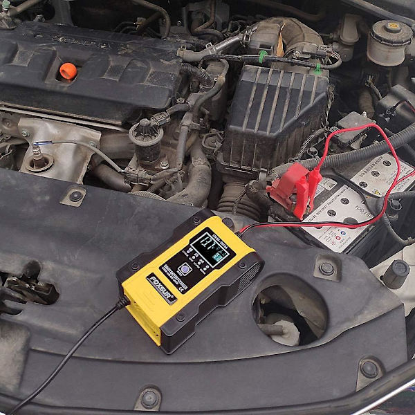 Lithium batterioplader, 12v/24v 6amp fuldautomatisk intelligent bilbatterioplader (lithiumbatterier, blysyrebatterier, calcium osv.)/vedligeholder yellow