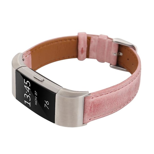 Til Fitbit Charge 2 Fresh Style læderurrem Pink