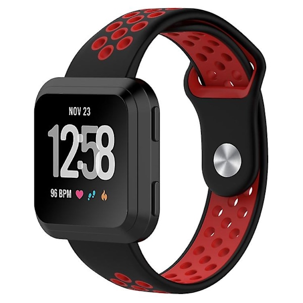 Til Fitbit Versa tofarvet silikoneurrem Black - Red