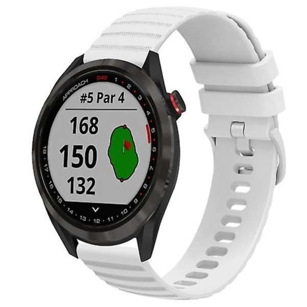 Til Garmin Approach S40 20 mm bølget prikmønster ensfarvet silikoneurrem White