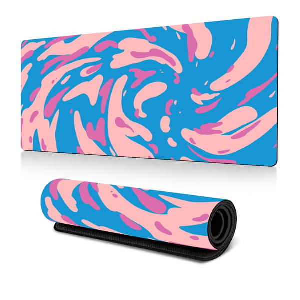 Vaskbar gamingmusematte med sklisikker gummibase, mørkeblå rosa/30x80x0.3cm