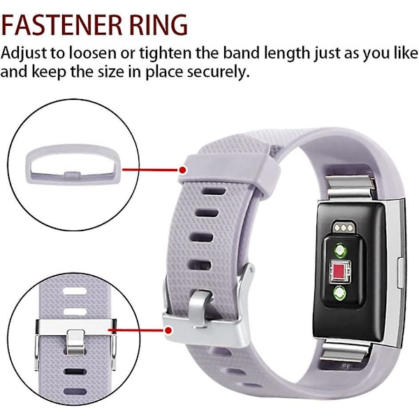 Udskiftningsbånd, der er kompatible med Fitbit Charge 2, Classic & Special Edition justerbare sportsarmbånd Lavender with Slight Gray Small