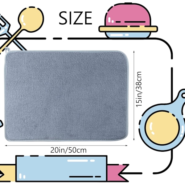 2-pakning mikrofiber oppvaskmatte grey blue