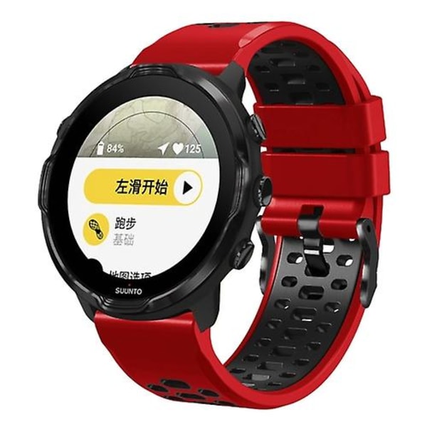 For Suunto 7 tre rader hull silikonklokkerem Red Black