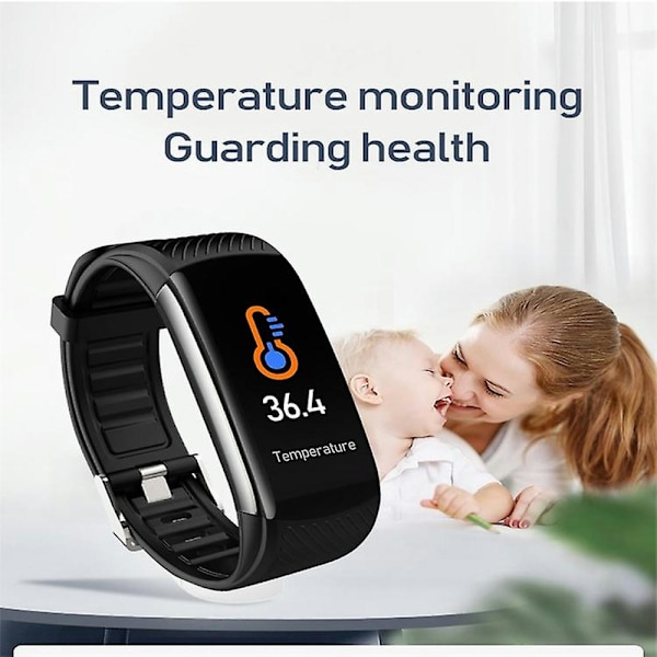 C6t 0,96 tommers fargeskjerm Smart Watch Ip67 Vanntett, støtter temperaturmåling/pulsmåling/blodtrykksmåling/søvnmonitorering White